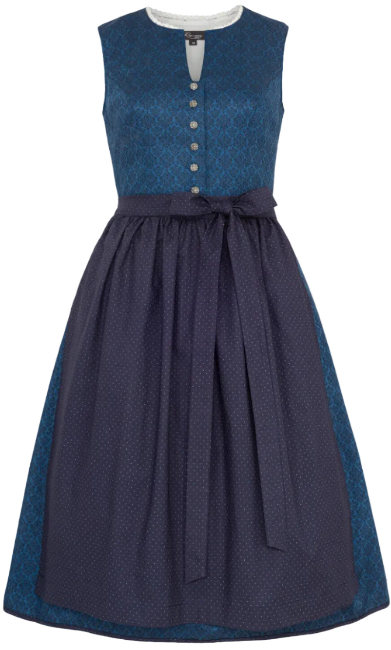 Dirndl Ivelina in blau mit dunkelblauer Schürze