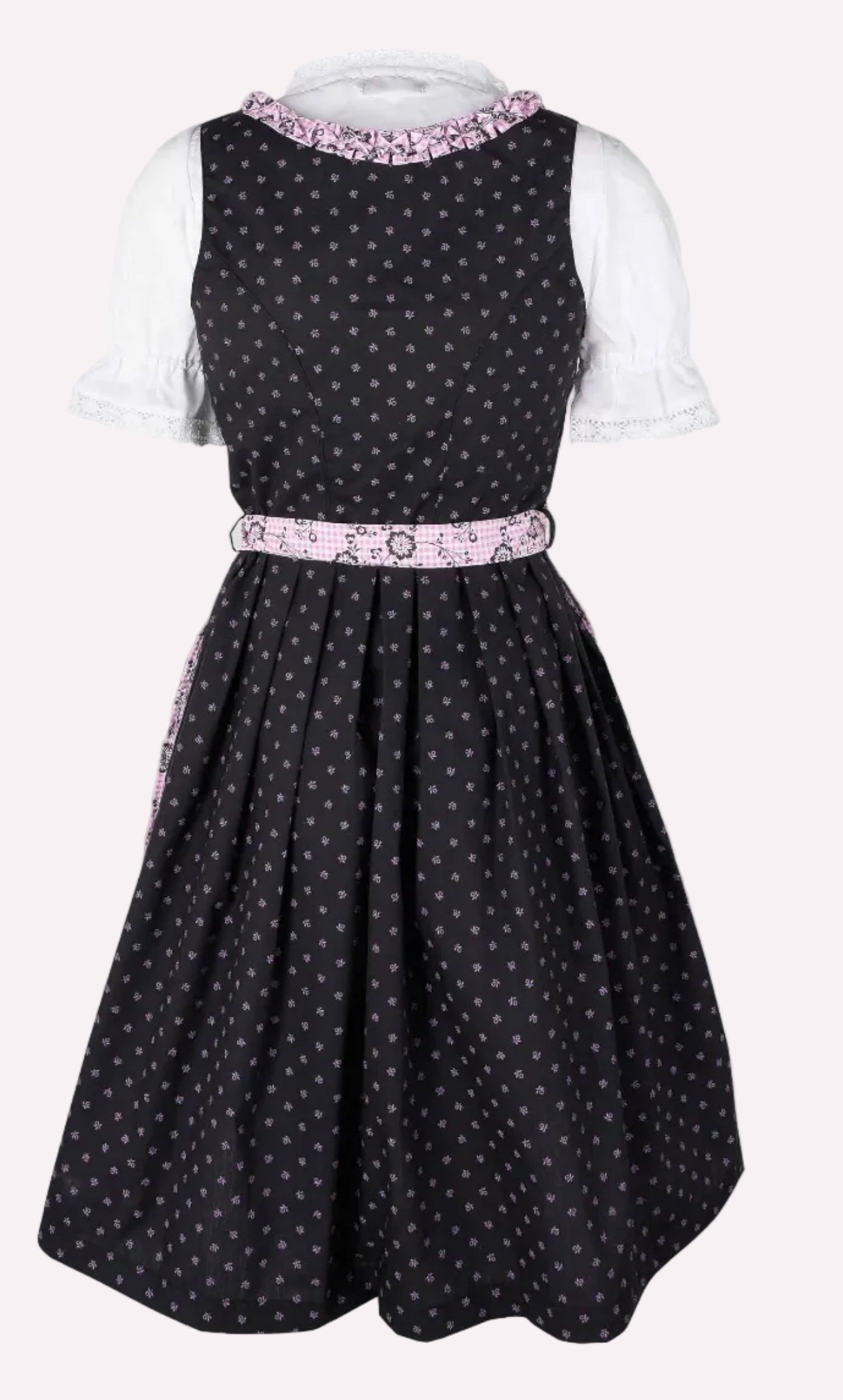 Dirndl Katy in Dunkelgrau mit rosa Schürze