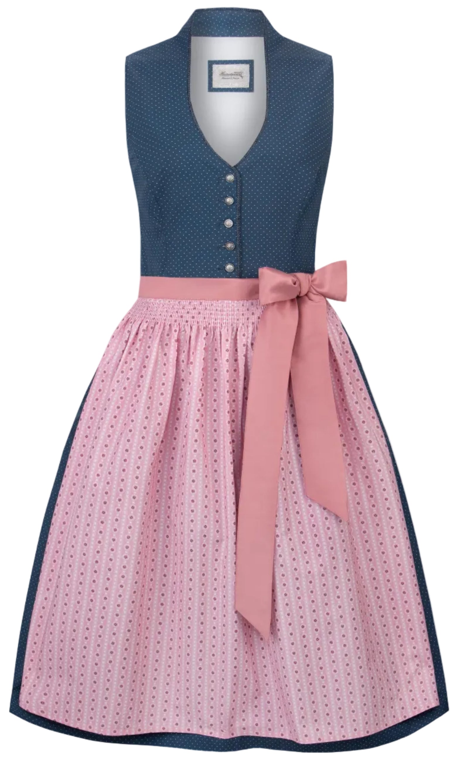 Dirndl Marina in Blau mit Schürze, Vorderansicht