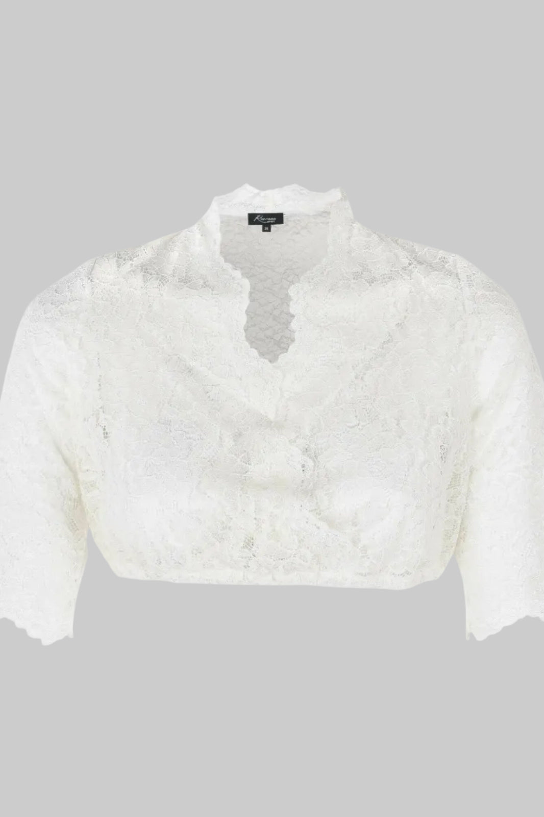 Dirndlbluse Beate Weiß mit Spitze und 3/4-Ärmeln