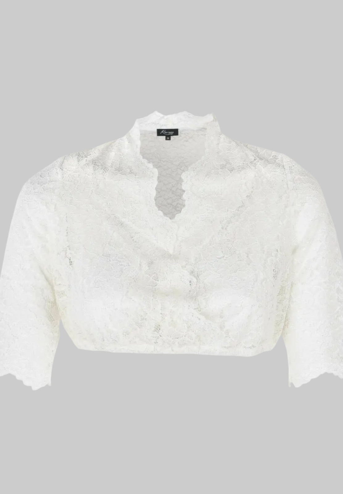 Dirndlbluse Beate Weiß mit Spitze und 3/4-Ärmeln