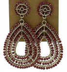 Ohrringe Tropfenform weinrot mit Gold, Glasperlen – Lapeya