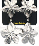 Edelstahl-Ohrringe Blüten in Silber, 6 cm – Lapeya