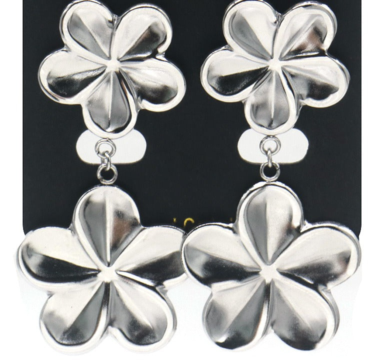Edelstahl-Ohrringe Kleeblatt in Silber, 5 cm – Lapeya