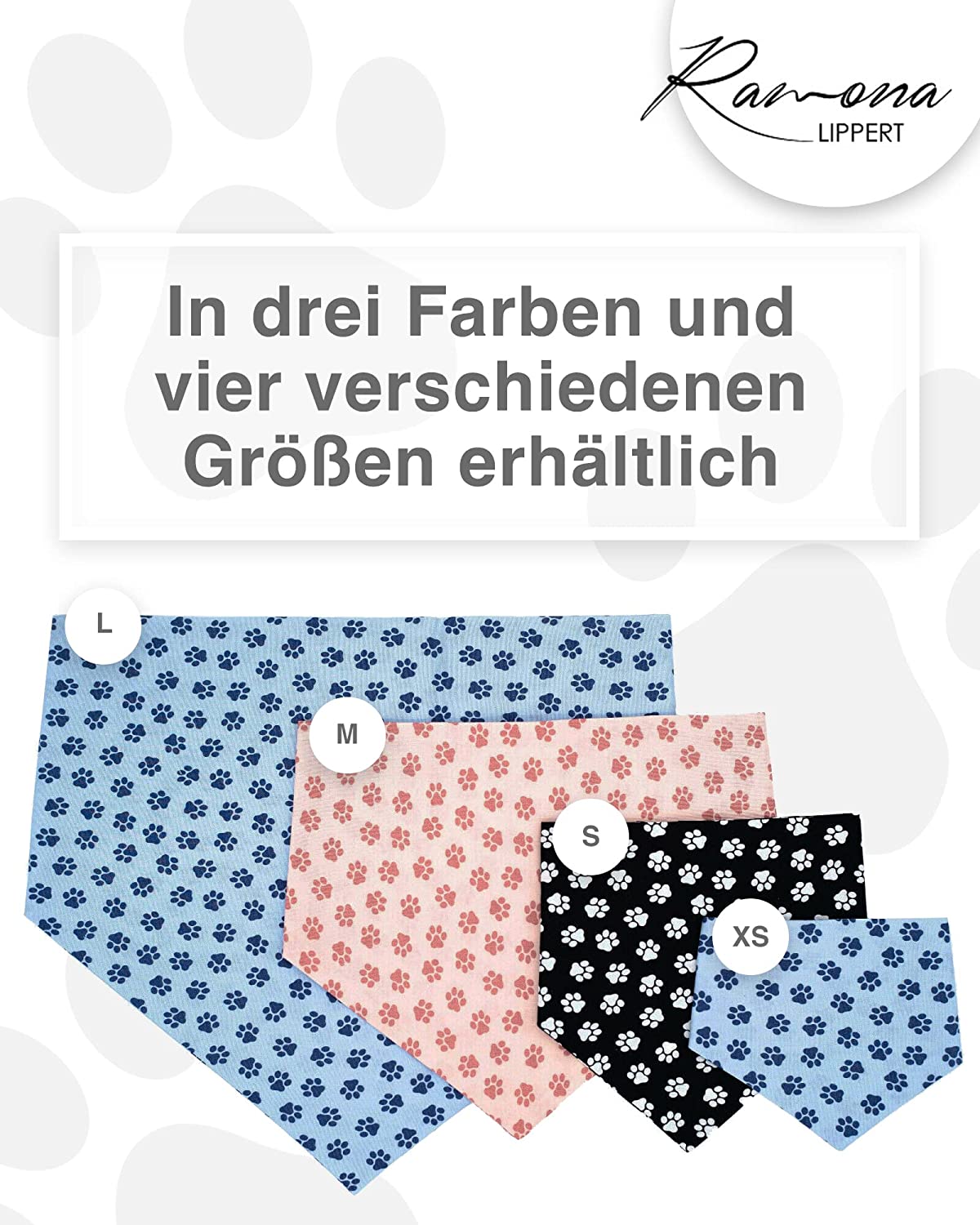 Hundehalstuch Yanara, Größenübersicht