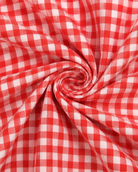 Rot-weißer Karostoff mit 5 mal 5 mm Karomuster, 2 Meter Zuschnitt
