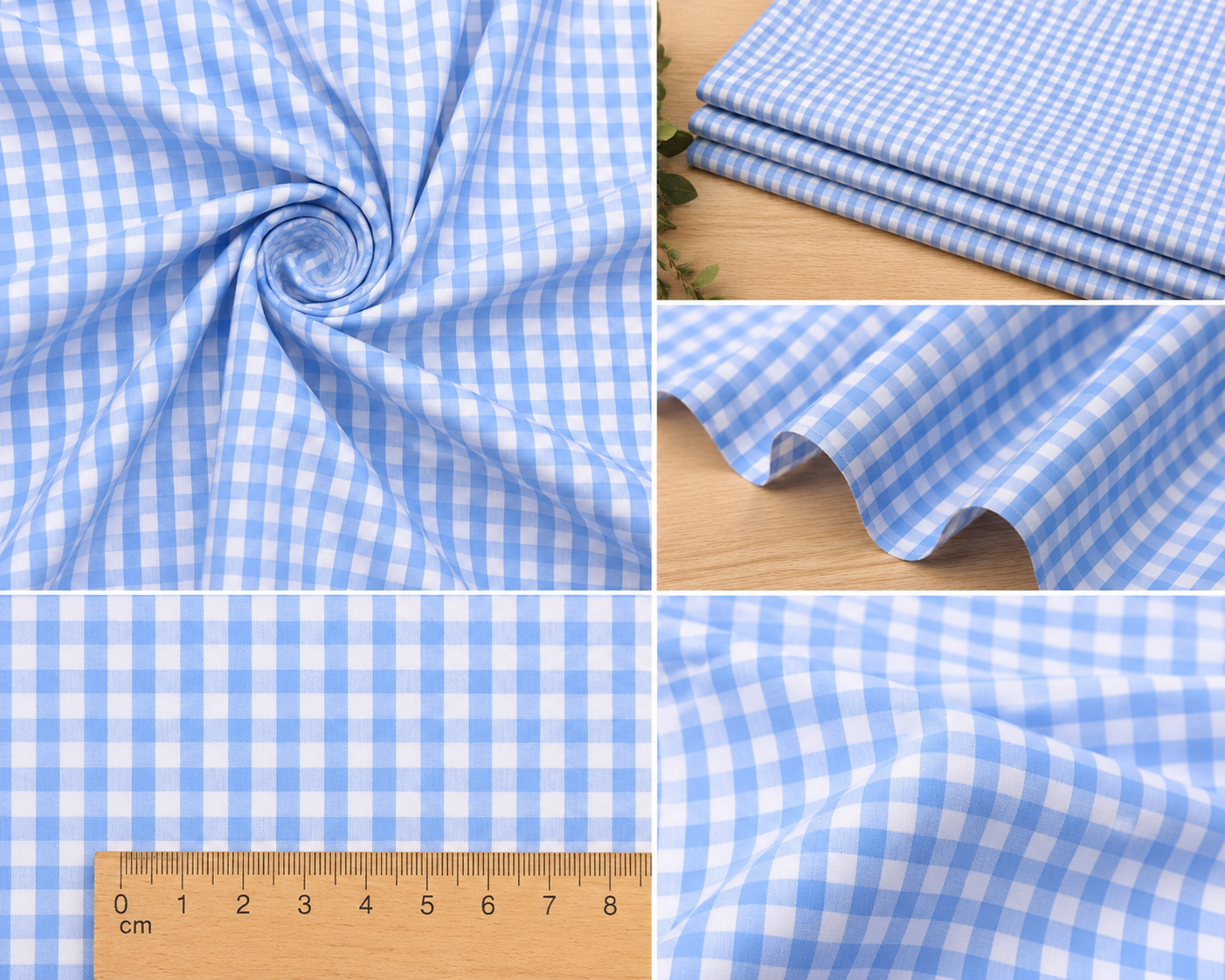 Hellblau-weißer Karostoff in Szene gesetzt für Dirndl und Schürzen