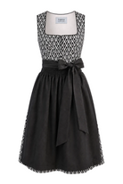 Dirndl Freya in Schwarz-Weiß mit schwarzer Schürze, Rocklänge 75 cm