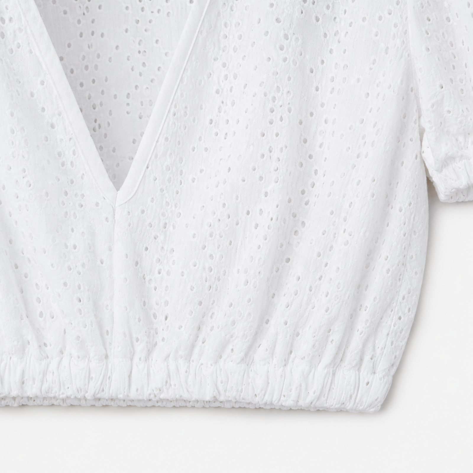 Detailaufnahme vom Saum der Dirndlbluse Lindsay