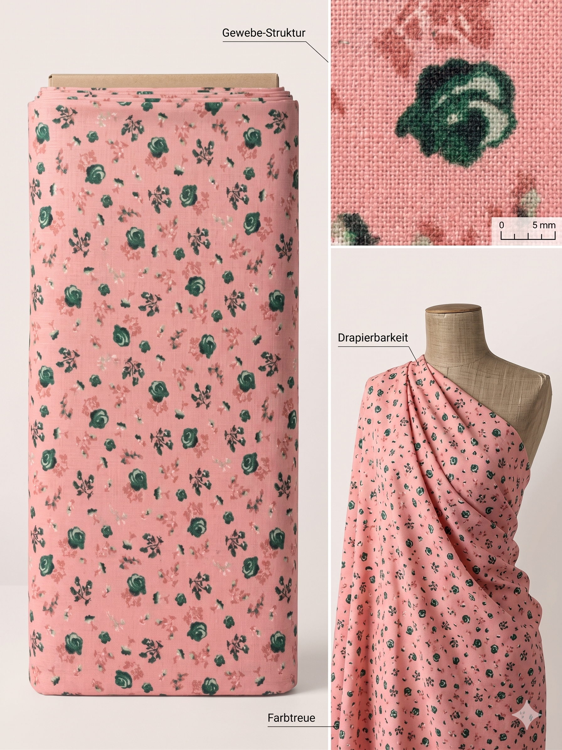 Rosa Vintage-Rosenstoff für Dirndl und Schürzen