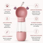 Infografik zur Handhabung der 2-in-1 Hundetrinkflasche