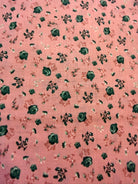 Baumwollstoff in Rosa mit Vintage-Rosen, 3 Meter Stoffzuschnitt