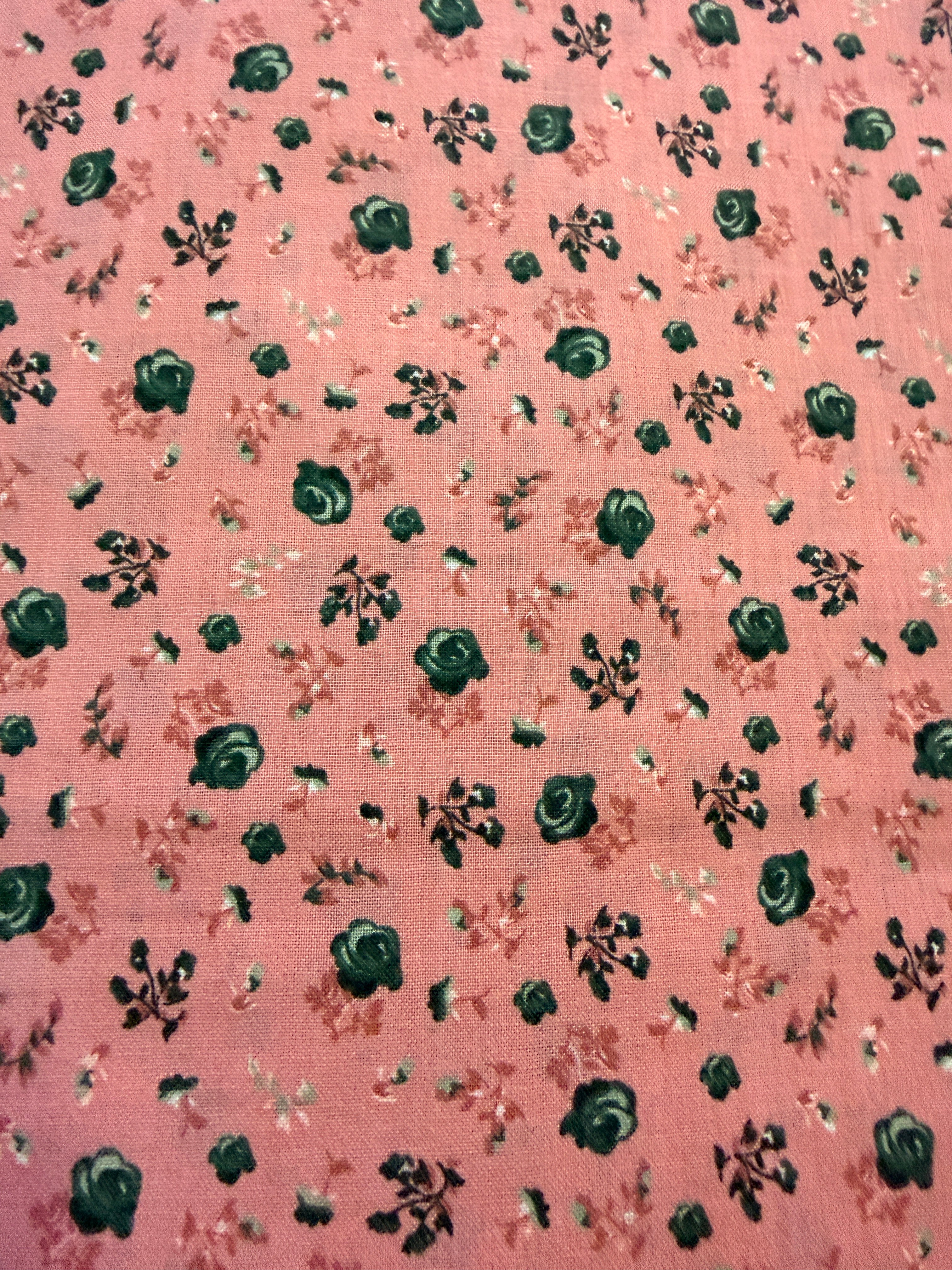 Baumwollstoff in Rosa mit Vintage-Rosen, 3 Meter Stoffzuschnitt