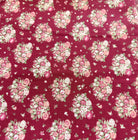 Baumwollstoff in Bordeaux mit Rosenprint, 3 Meter Stoffzuschnitt