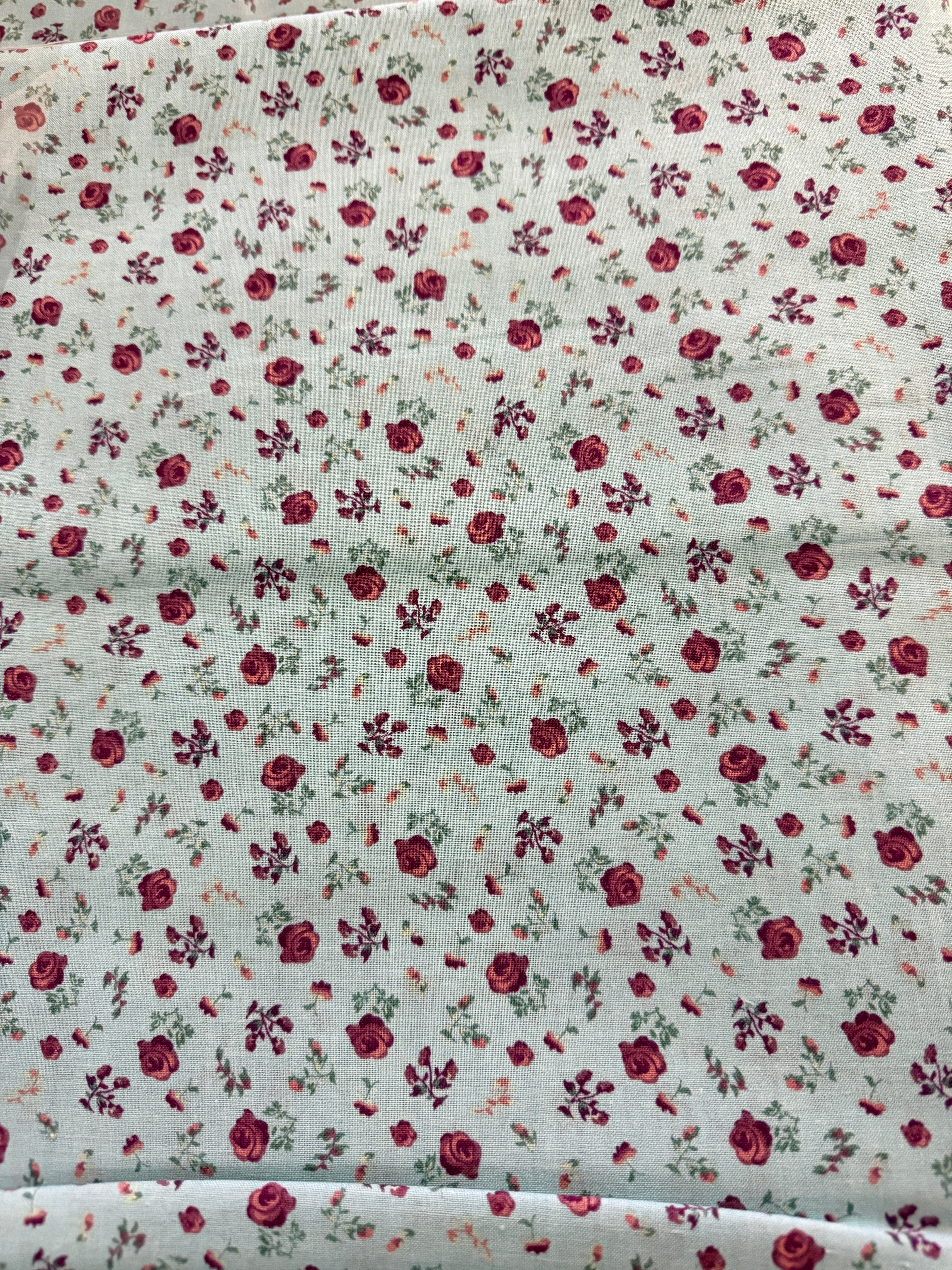 Baumwollstoff Vintage Rosen in Hellblau, 3 Meter Stoffzuschnitt