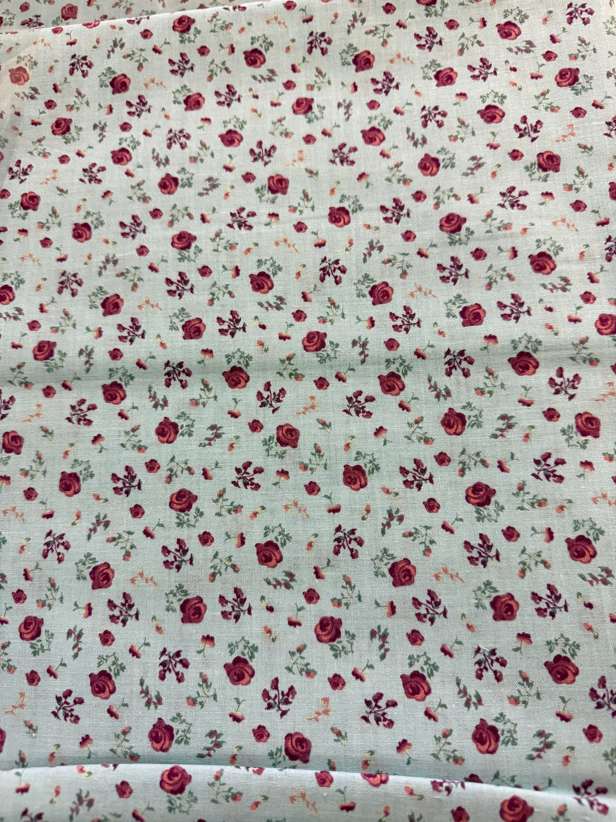 Baumwollstoff Vintage Rosen in Hellblau, 3 Meter Stoffzuschnitt
