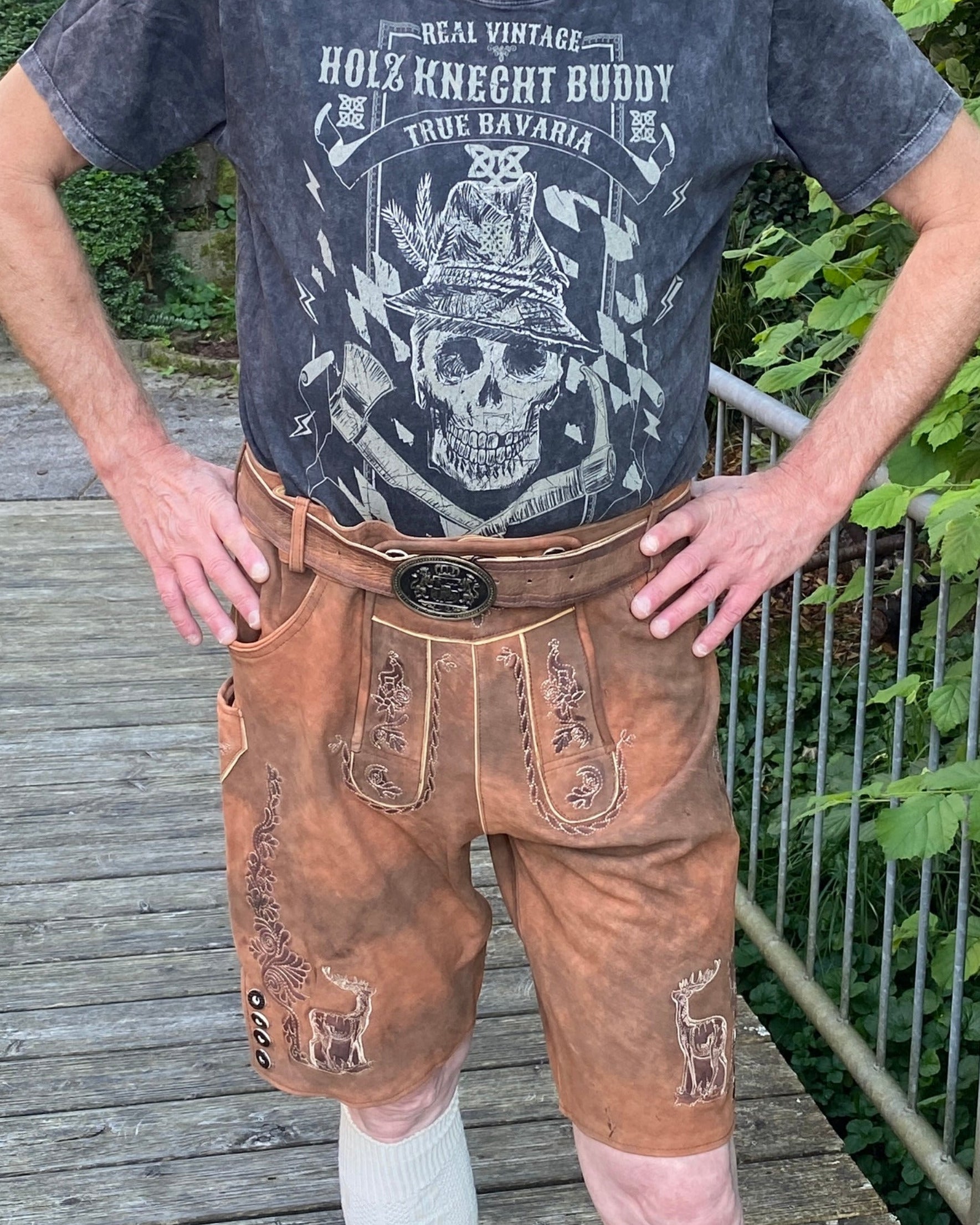 Kurze Lederhose Fabian in Braun, Produktfoto
