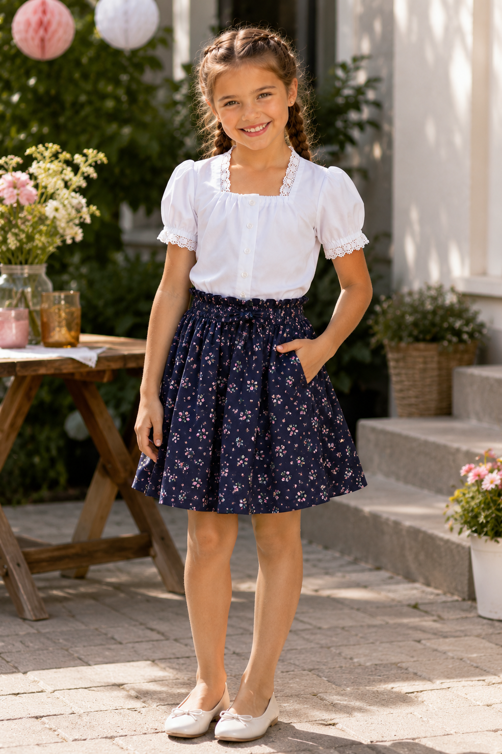 Kinderbluse Lara, Vorderansicht am Model