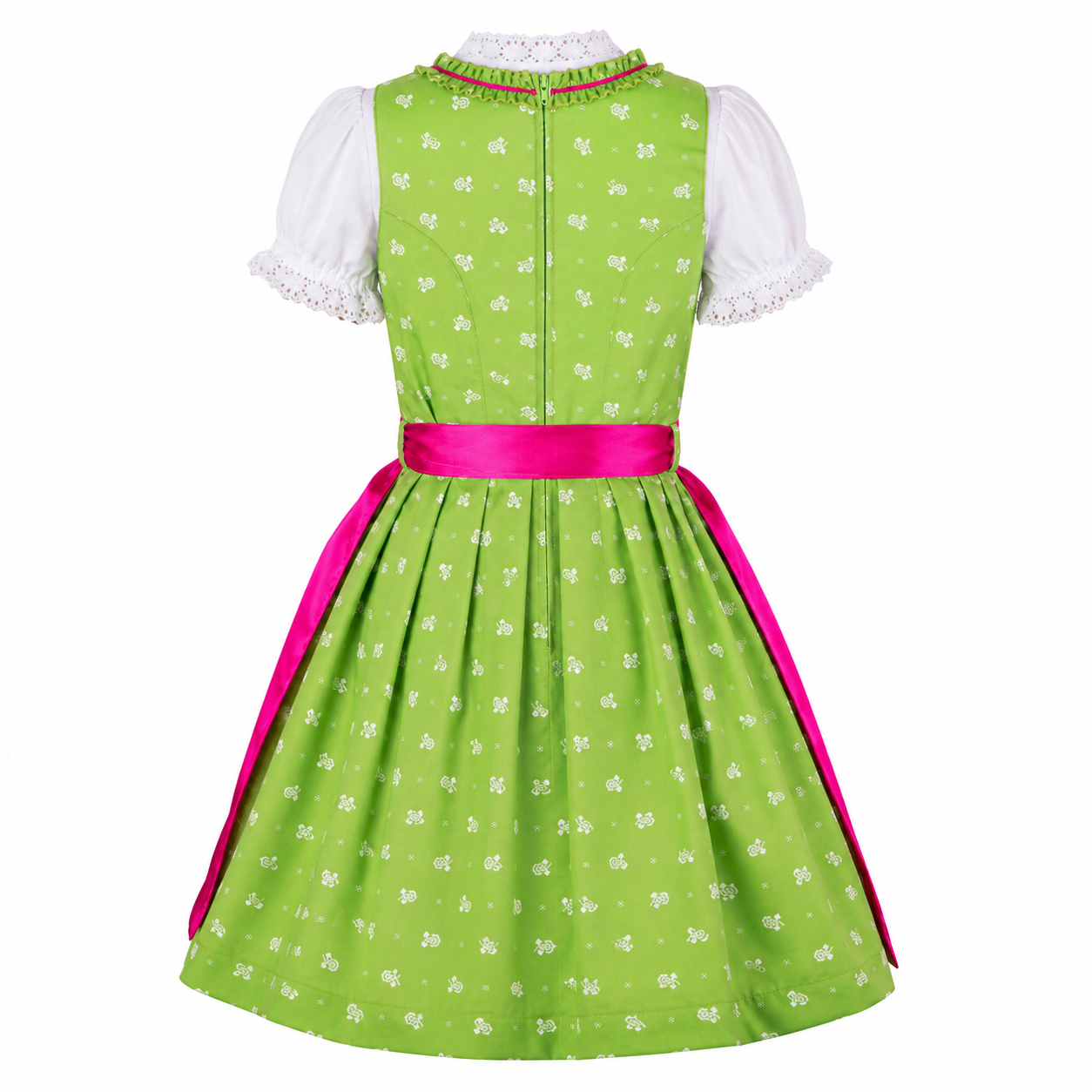 Kinderdirndl Franziska in Hellgrün, Freisteller Rückansicht