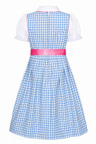 Kinderdirndl Mia in Blau, Freisteller Rückansicht