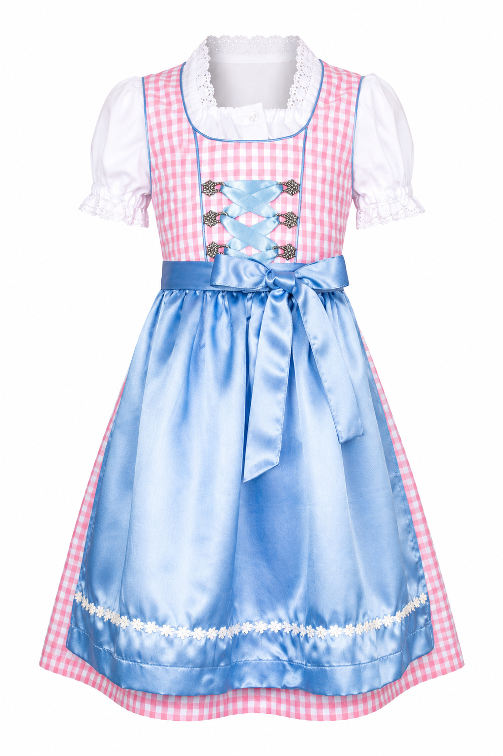 Kinderdirndl Mia in Rosa, Freisteller Vorderansicht
