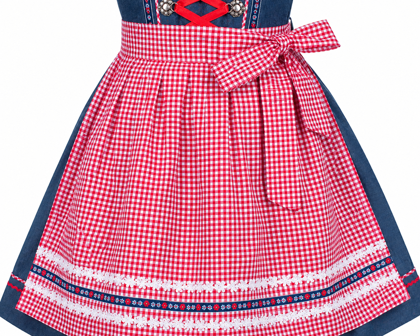 Detailaufnahme der Schürze vom Kinderdirndl Naomi