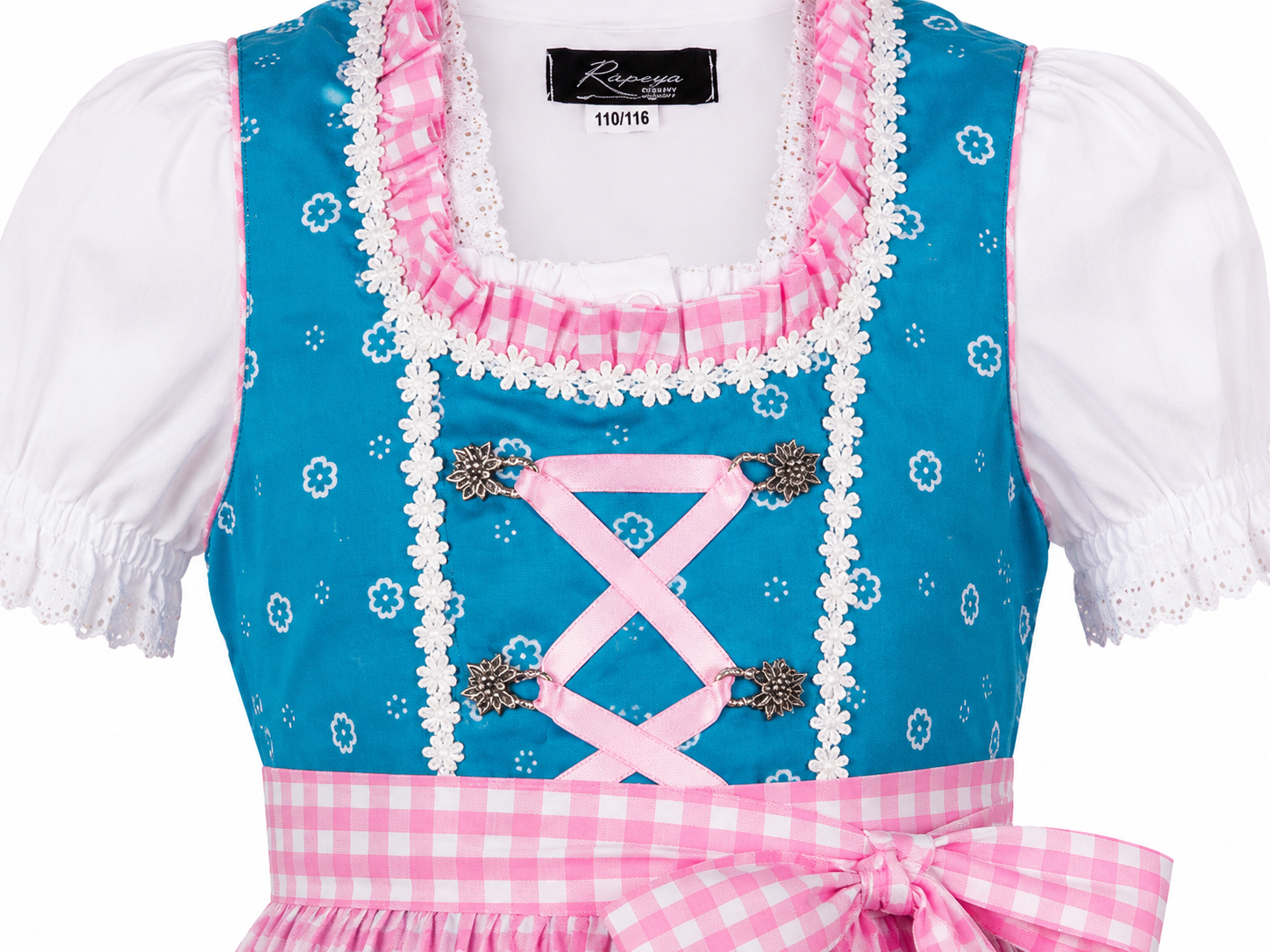 Detailaufnahme vom Oberteil des Kinderdirndl Nina