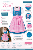 Übersicht der Merkmale vom Kinderdirndl Nina