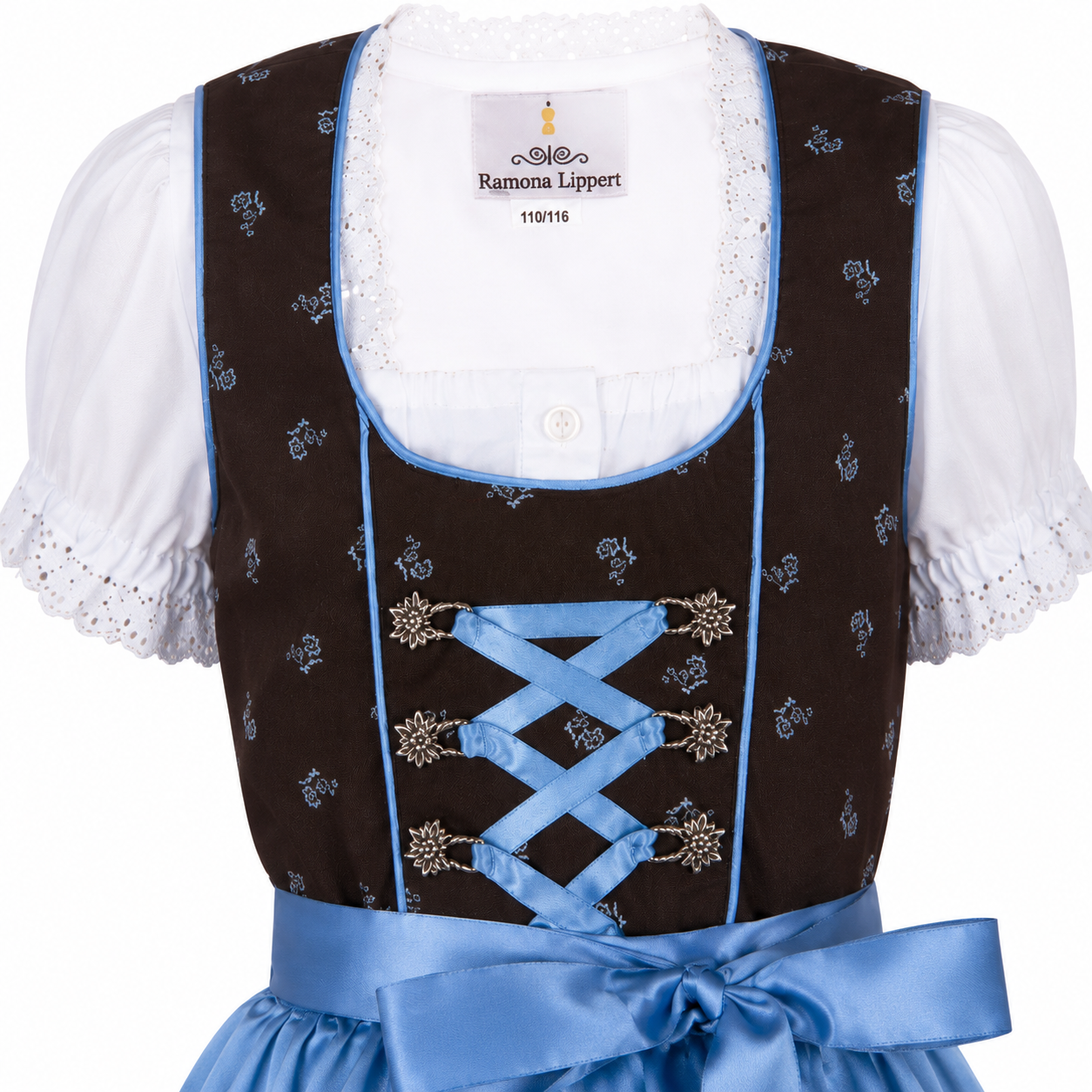 Detailaufnahme vom Oberteil des Kinderdirndl Sophia