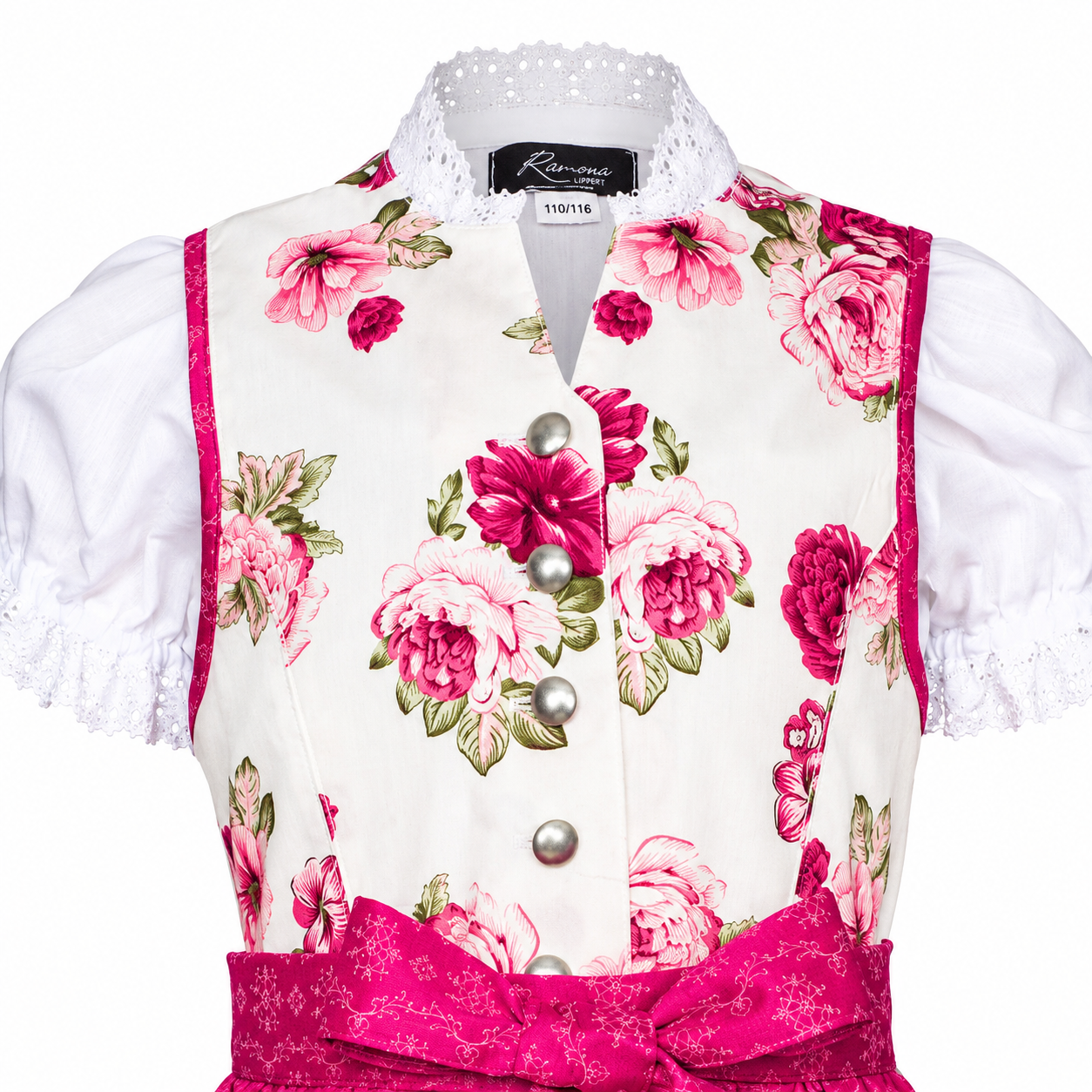 Detailaufnahme vom Oberteil des Kinderdirndl Tami