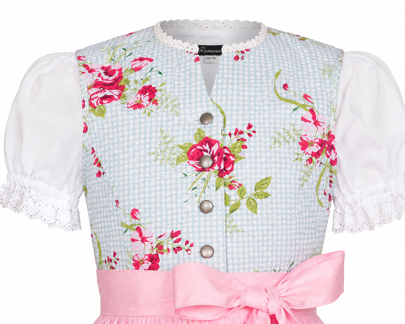 Detailaufnahme vom Oberteil des Kinderdirndl Vicky