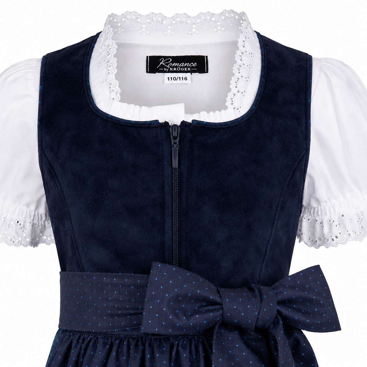 Detailaufnahme vom Oberteil des Kinderdirndl Anika
