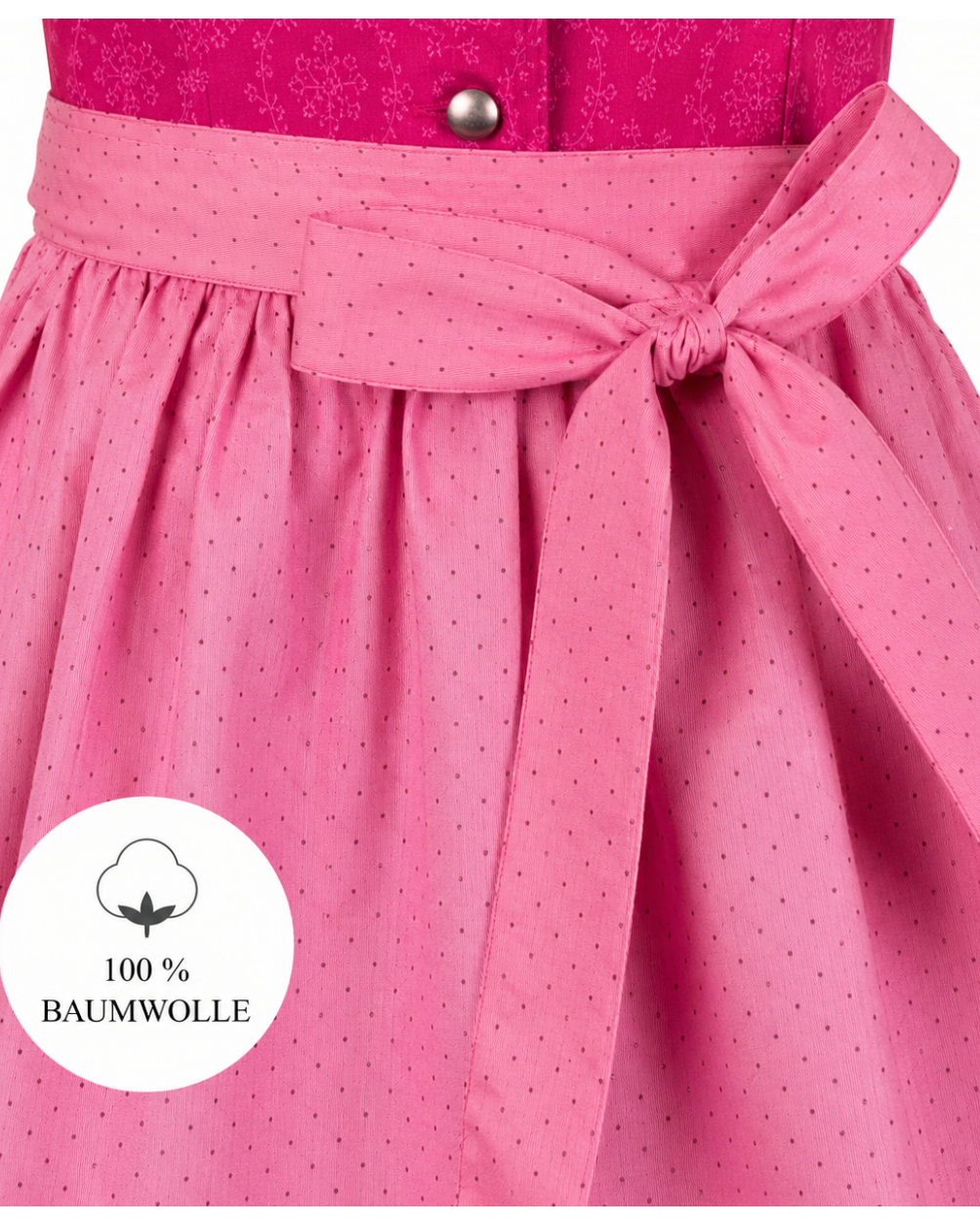 Detailaufnahme der Schürze vom Kinderdirndl Charlotta