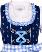Detailaufnahme vom Oberteil des Kinderdirndl Chrissi in Blau