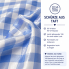 Detailaufnahme der Schürze vom Kinderdirndl Chrissi in Blau