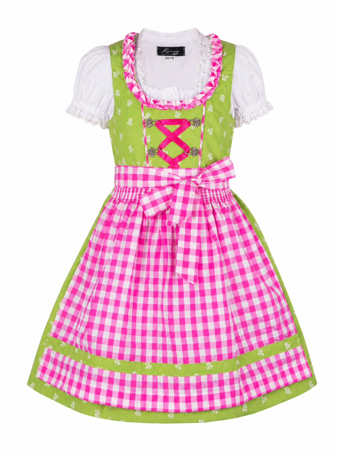Kinderdirndl Chrissi in Grün, Freisteller Vorderansicht
