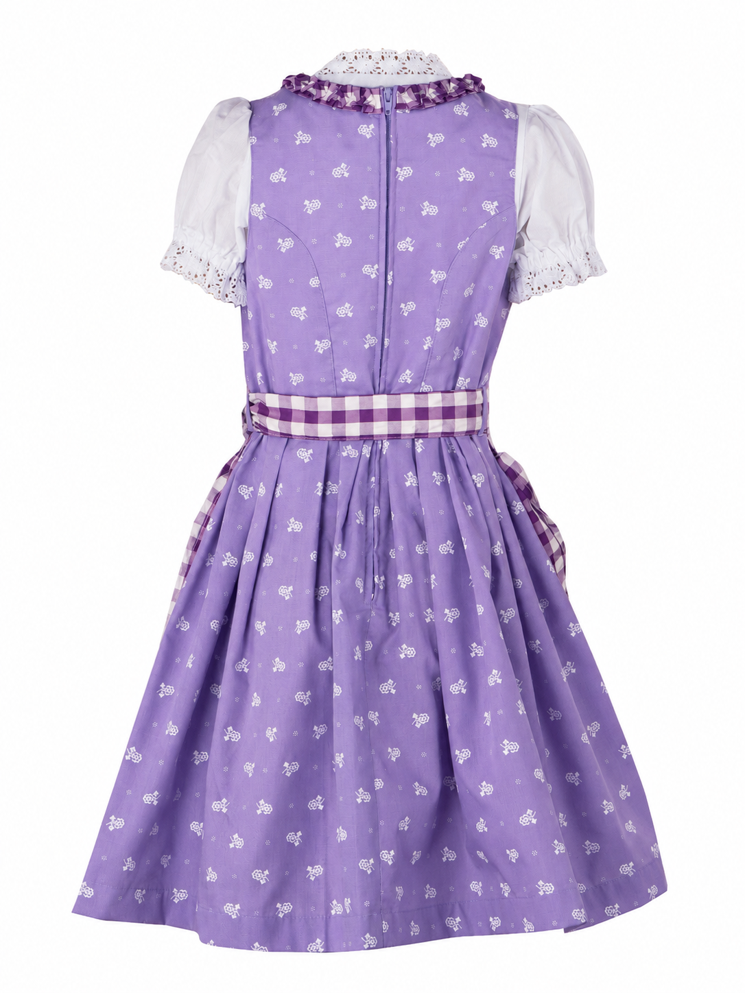 Kinderdirndl Chrissi in Lila, Freisteller Rückansicht
