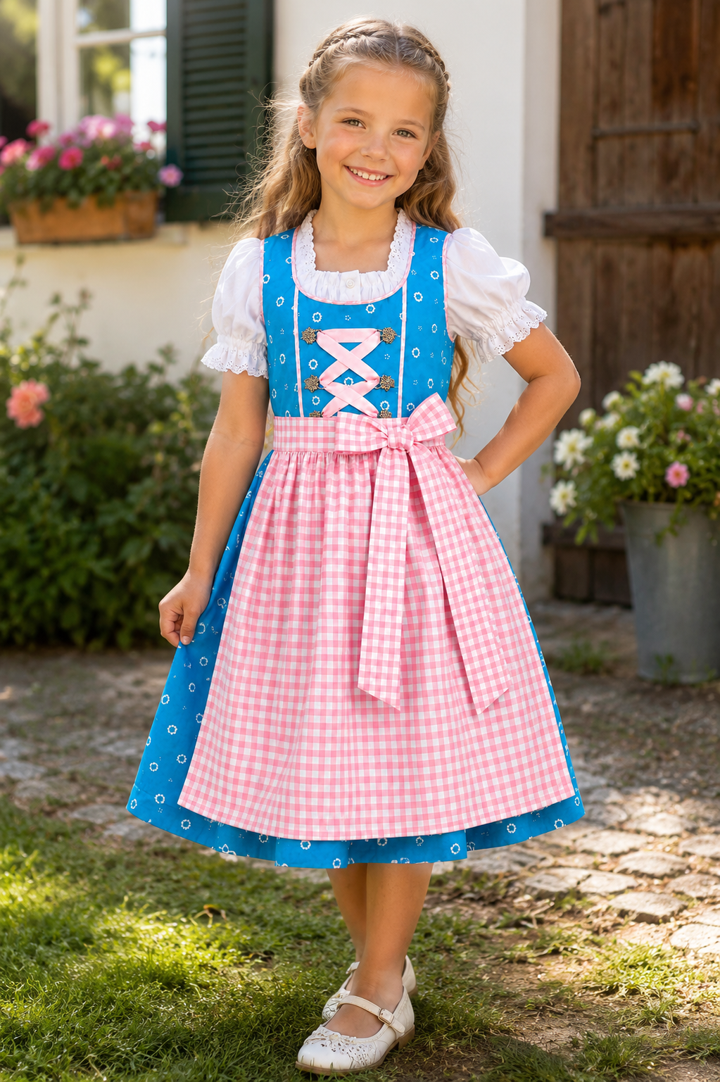 Mädchen trägt das Kinderdirndl Fanny