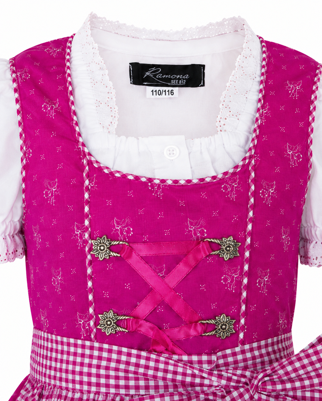 Detailaufnahme vom Oberteil des Kinderdirndl Fee