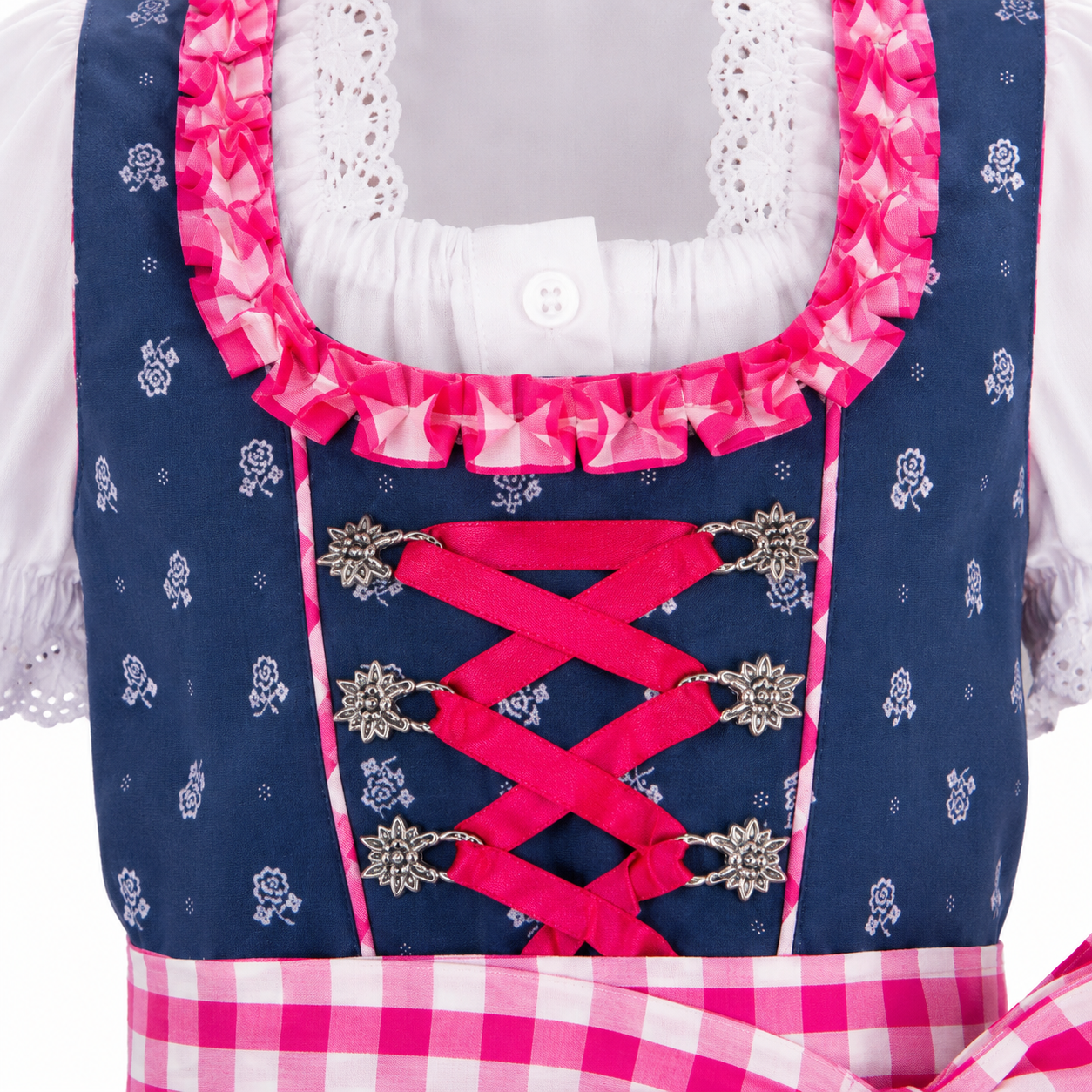 Detailaufnahme vom Oberteil des Kinderdirndl Florence