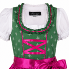 Detailaufnahme vom Oberteil des Kinderdirndl Franziska dunkelgrün