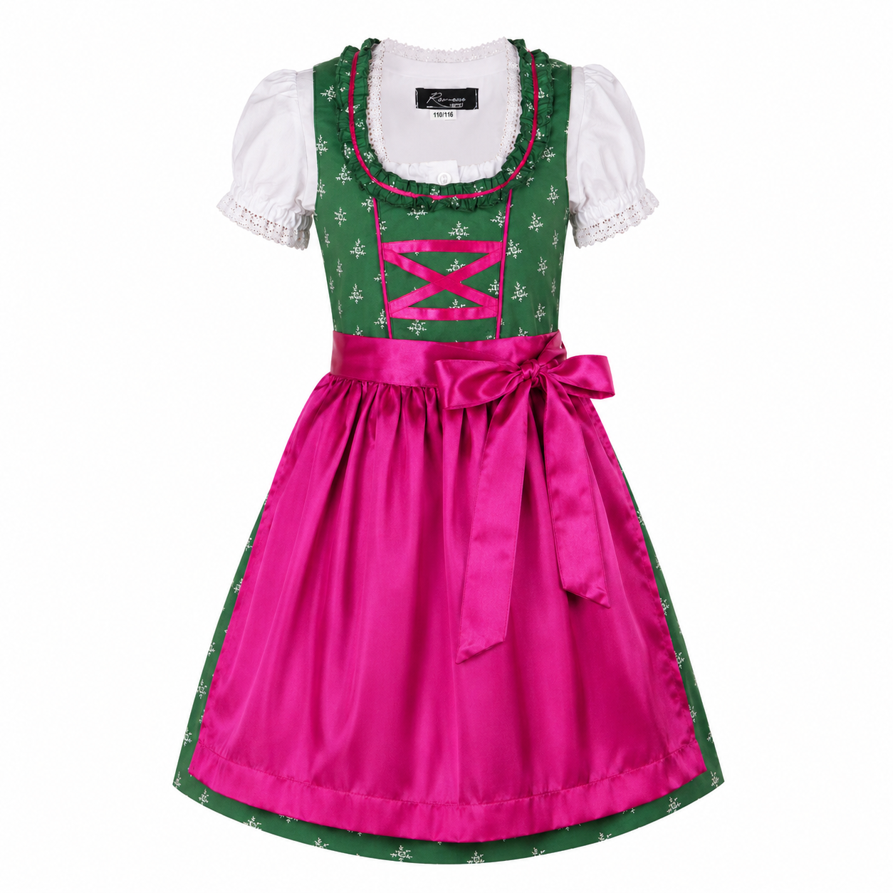 Kinderdirndl Franziska in Dunkelgrün, Freisteller Vorderansicht
