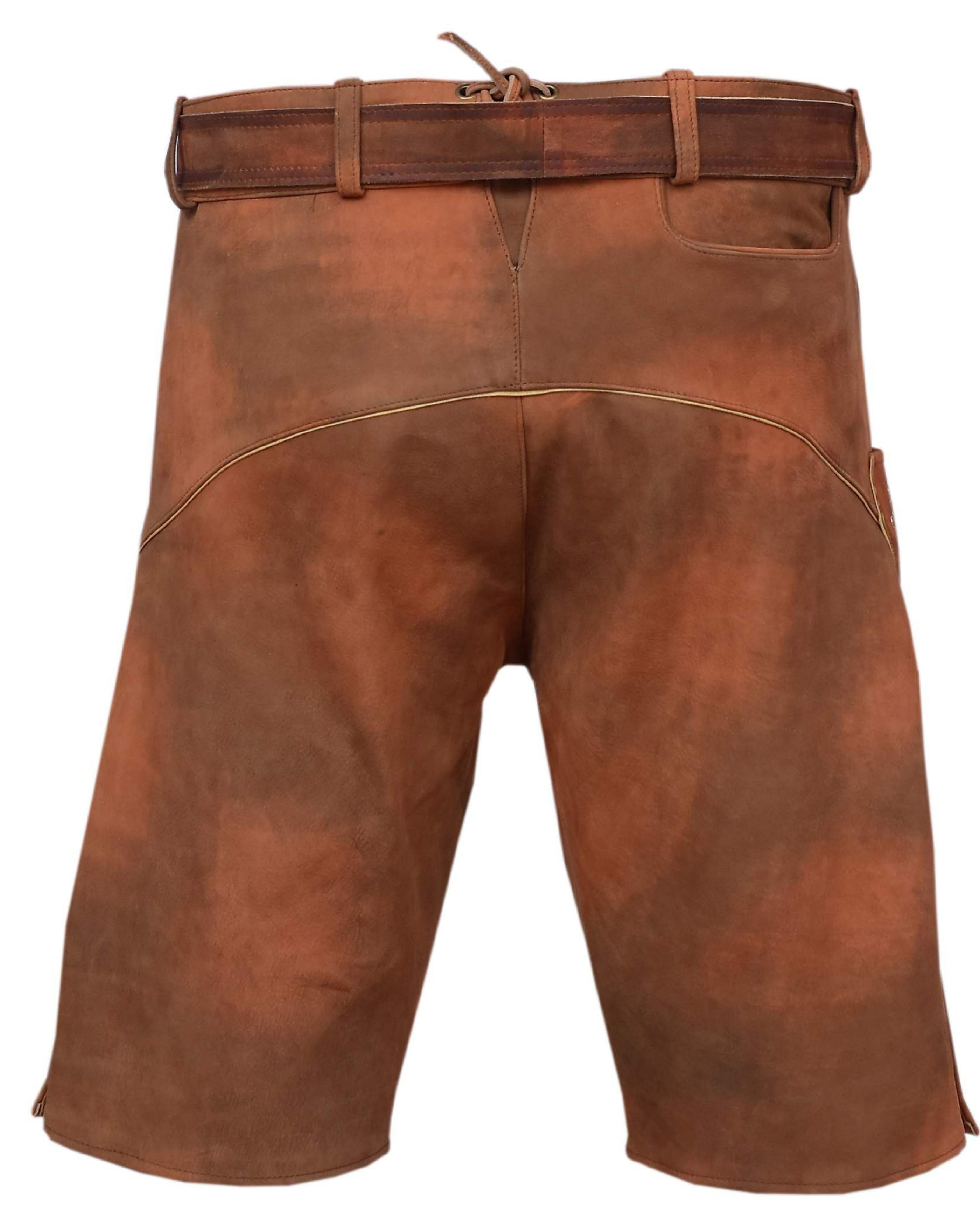 Kurze Lederhose Fabian in Braun, Detail der Stickerei
