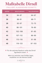 Maßtabelle für Damen bei Lapeya