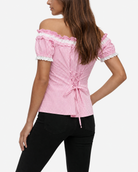 Trachtenbluse Laila rosa Rückseite Band zu Binden