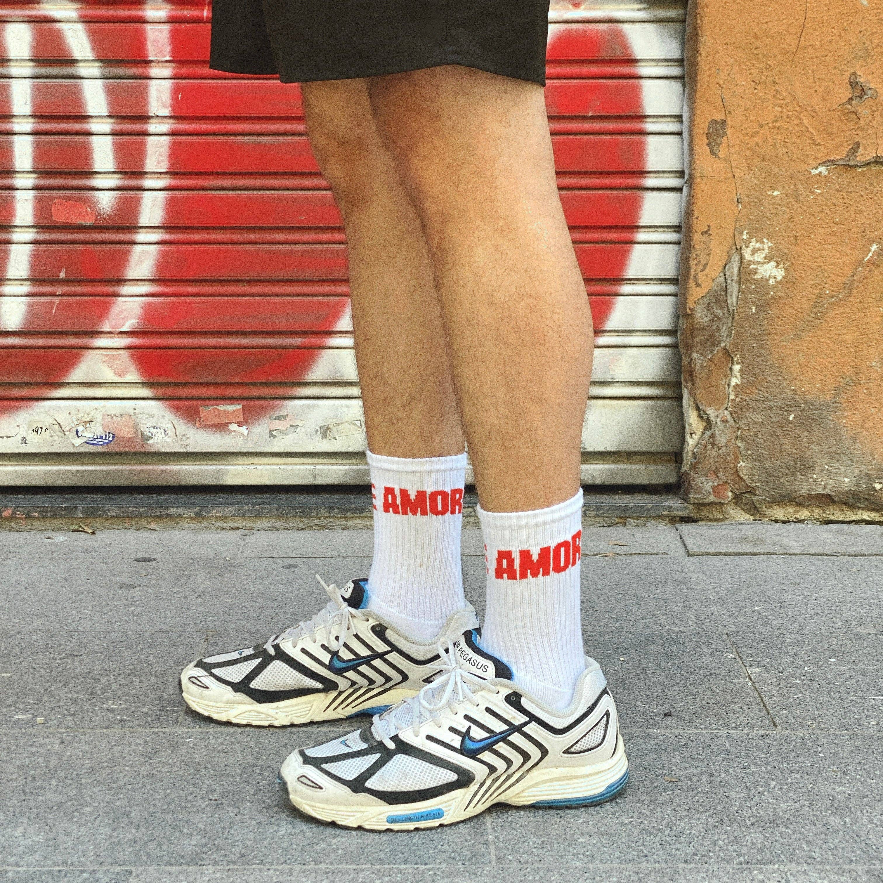 Tennissocken AMORE in Rot und Weiß, Detailansicht