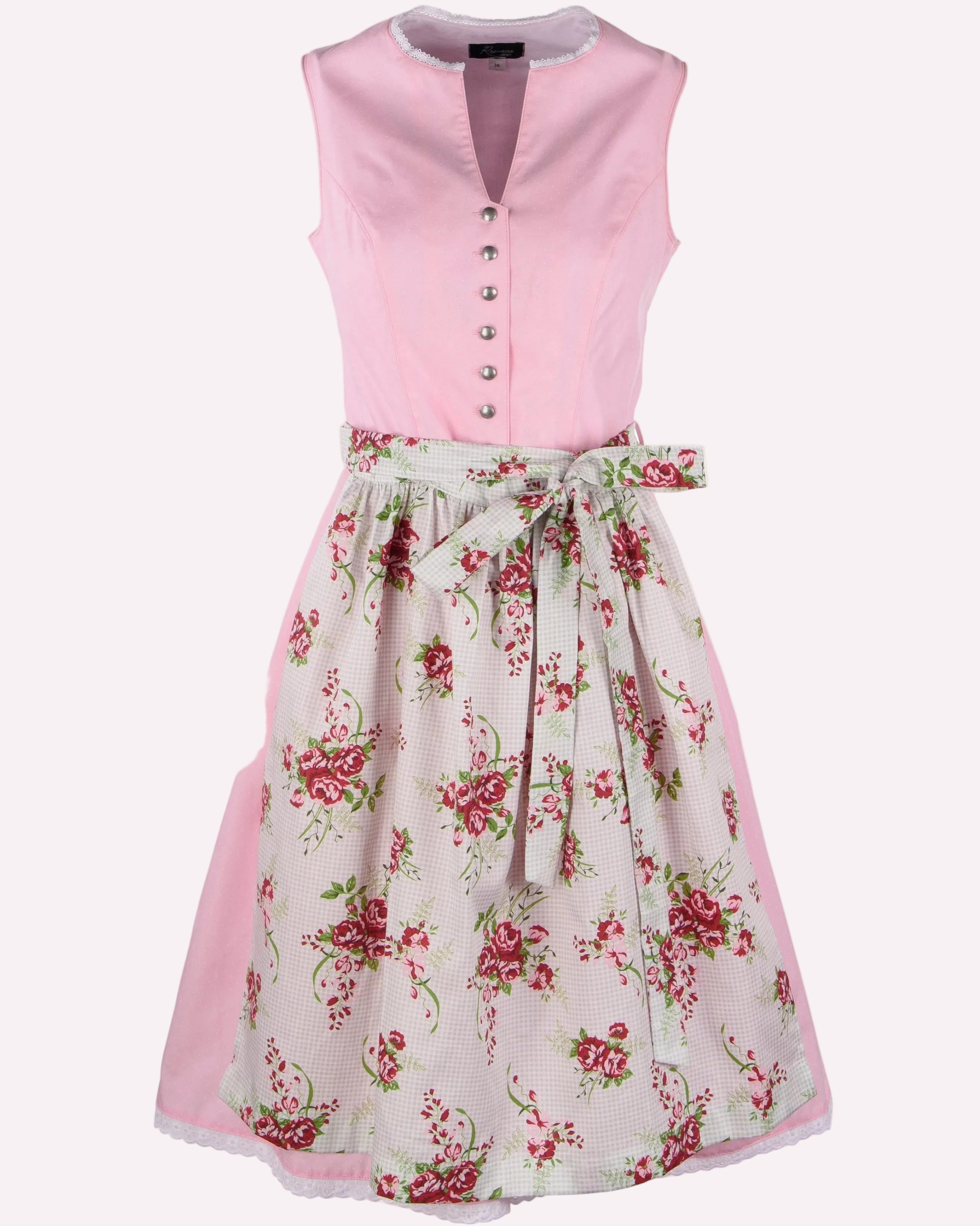 Rosa Dirndl Antonia mit floral gemusterter Schürze