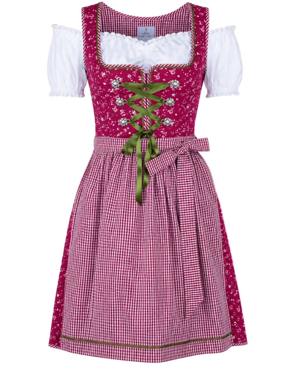 Dirndl Elli in Rot mit karierter Schürze