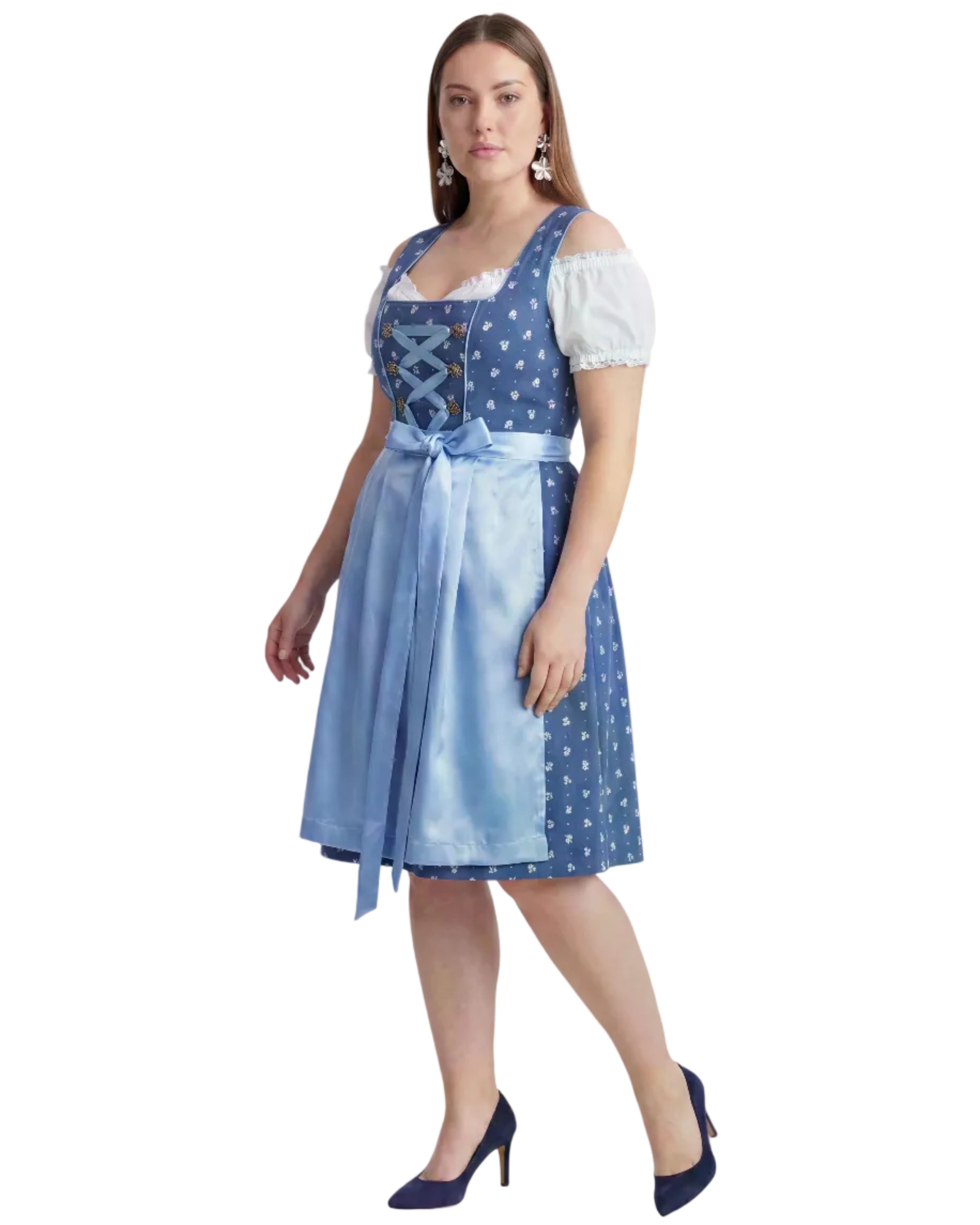 Dirndl Julia am Model getragen Seitenansicht