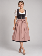Dirndl Kathleen 70 cm aus dunkelgrauem Feincord mit altrosa Schürze – Ansicht 3